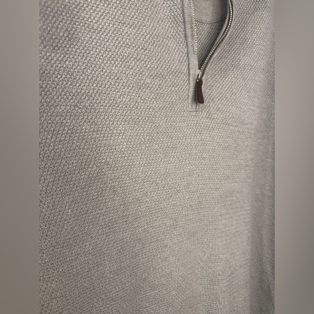 Allen Edmonds Merino Wool 1/4 Zip Sweater Gray XL 2XL Made in Italy Waffle Knit - Picture 11 of 13